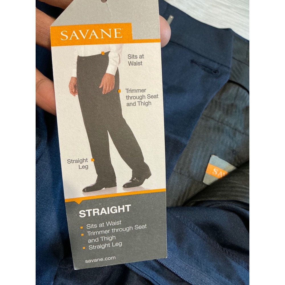 Savane Navy Blue Straight Leg Pants Stretch Business Casual Mens 44x30 Workwear - Picture 7 of 10